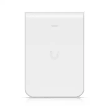 Prieigos taškas UBIQUITI U7 Pro Wall — sieninis Wi‑Fi 6 AP, 2.4/5/6 GHz, 6 erdvinių srautų, 2500 Mbps LAN, PoE (44–57 V), vidaus, baltas
