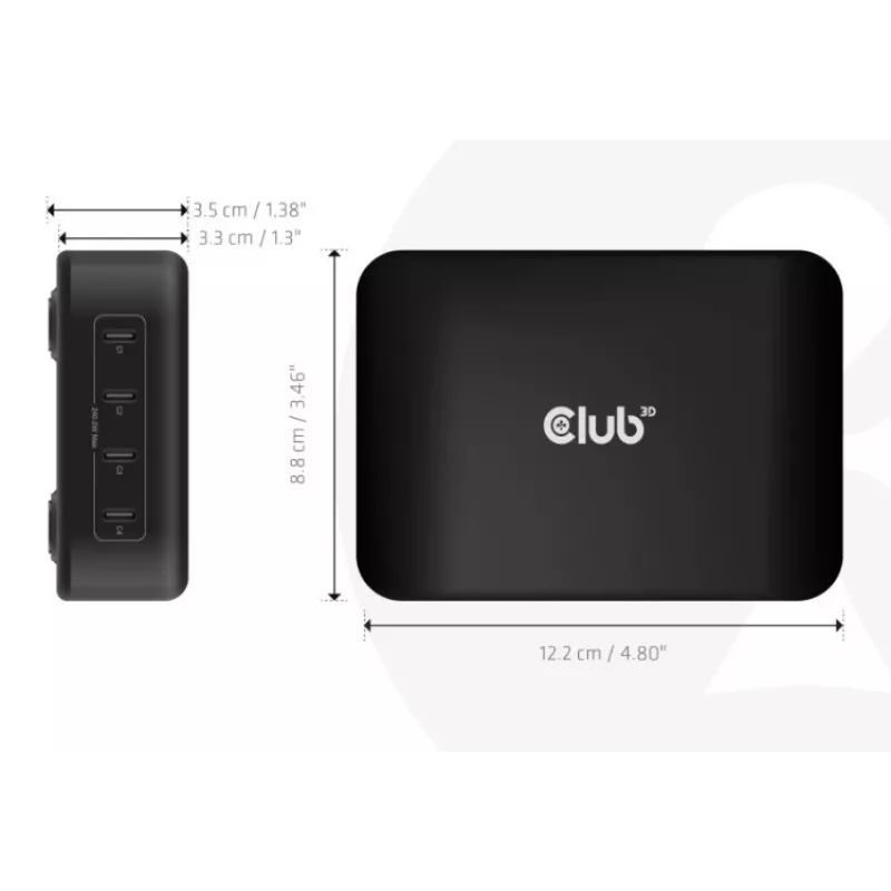 CLUB3D CAC-1918 Universalus 240W 4x USB-C įkroviklis juodas