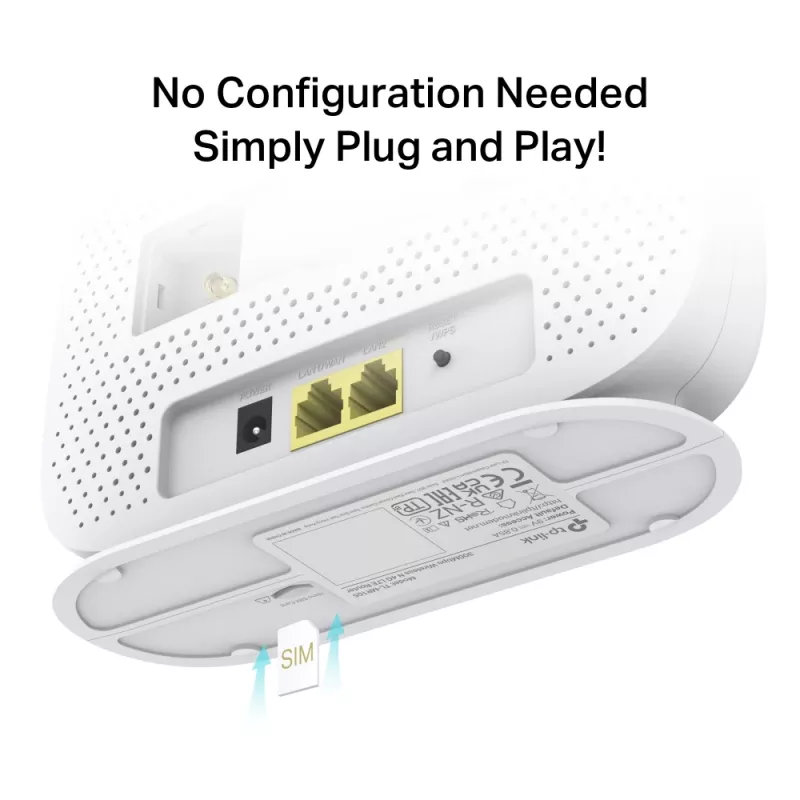 TP-Link 300 Mbps belaidis N 4G LTE maršrutizatorius, Wi-Fi 4 (802.11n), vienos juostos (2,4 GHz), Ethernet LAN, 4G, baltas, stalinis