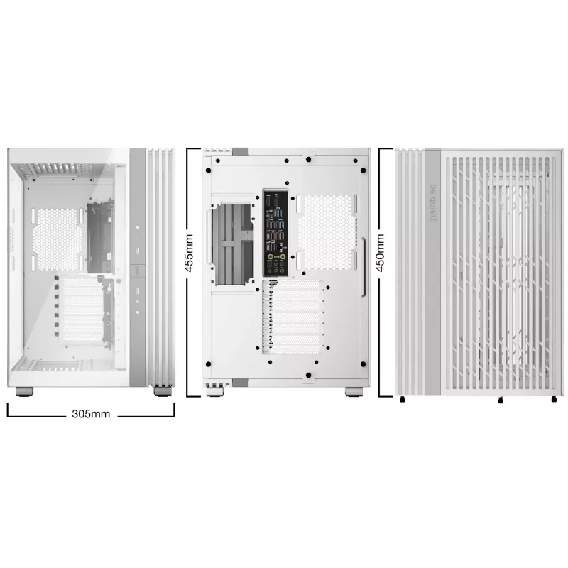 be quiet! Light Base 600 DX BGW66 Midi Tower kompiuterio korpusas, ATX/micro-ATX/Mini-ITX, grūdinto stiklo šonas, ARGB, USB-C, baltas