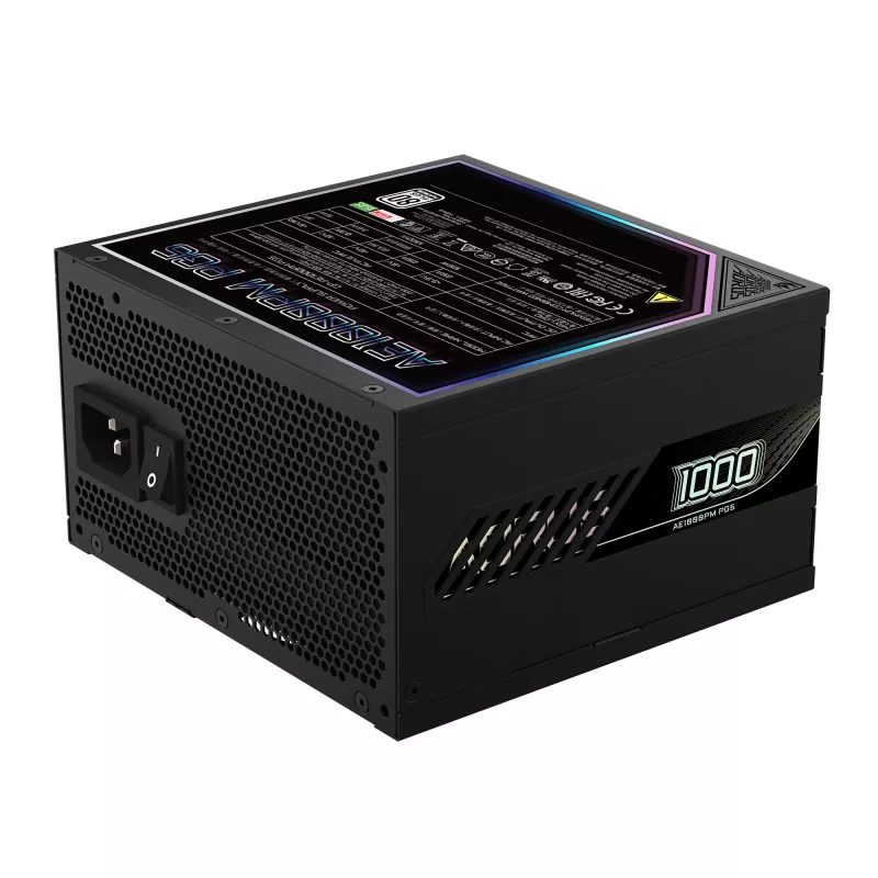 GIGABYTE AORUS ELITE P1000W ICE Maitinimo blokas - PCIe 5.0, 80 PLUS Platinum, visiškai modulinis, 120 mm ventiliatorius, ATX 3.0 suderinamas, EU kištukas