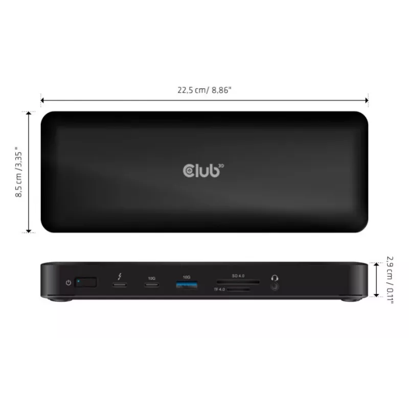CLUB3D CSV-1583 dokų stotelė / prievadų replikatorius Laidinis Thunderbolt 4 Juoda