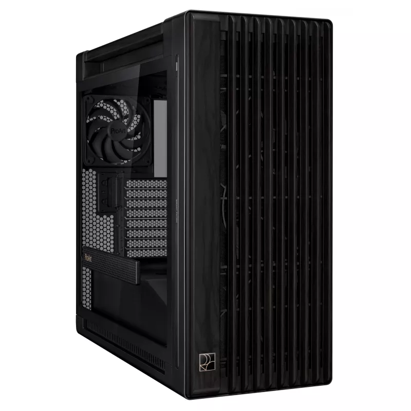 PC korpusas ASUS ProArt PA602 Wood Edition Midi Tower Juodas – Medis, ATX/EATX, Grūdintas stiklas, 4×3,5 colio / 8×2,5 colio, GPU iki 450 mm