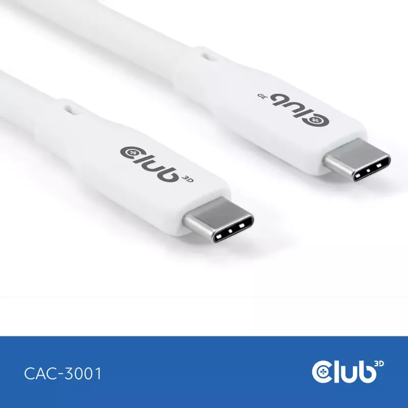 USB C laidas CLUB3D CAC-3001 2m USB4 Gen 3x2 baltas
