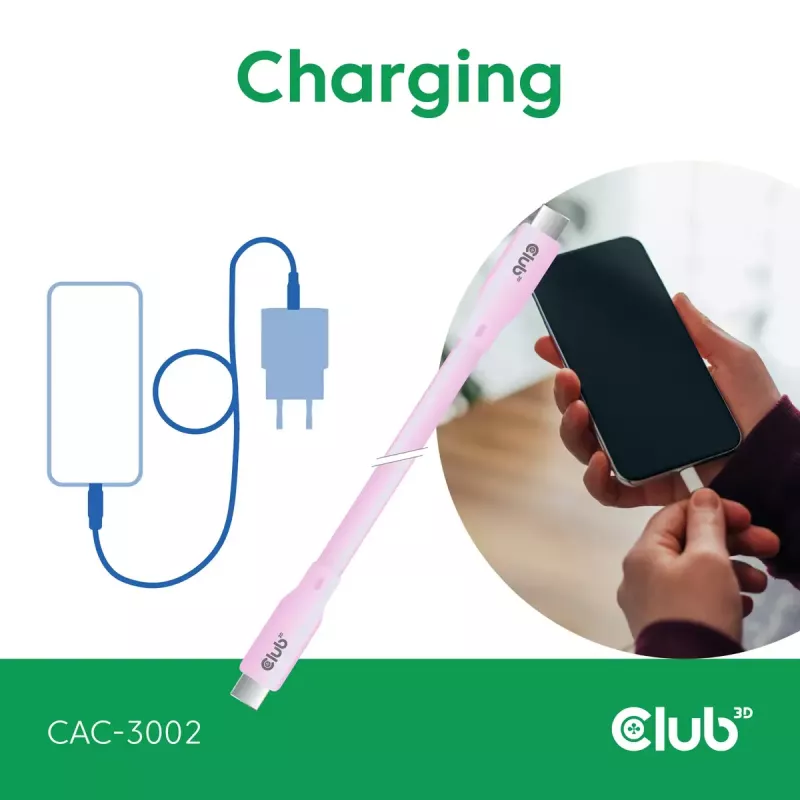 USB C laidas CLUB3D CAC-3002 2m USB4 Gen 3x2 Rožinis