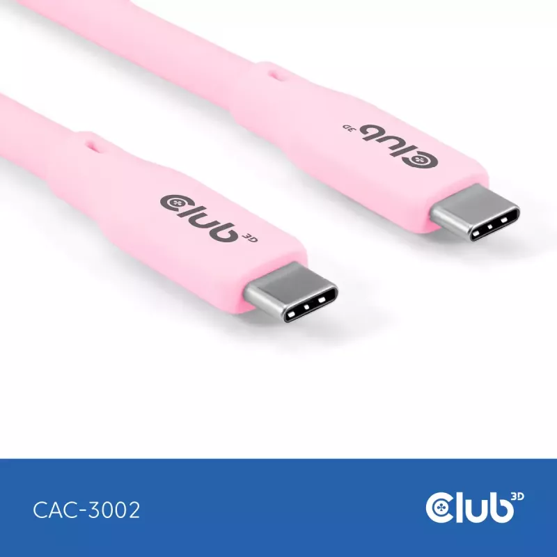 USB C laidas CLUB3D CAC-3002 2m USB4 Gen 3x2 Rožinis