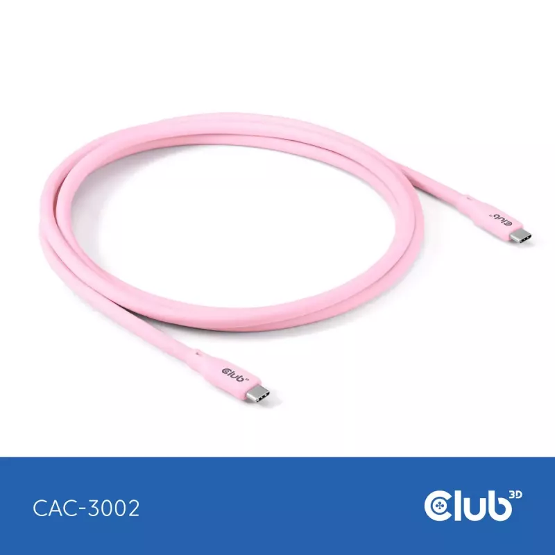 USB C laidas CLUB3D CAC-3002 2m USB4 Gen 3x2 Rožinis