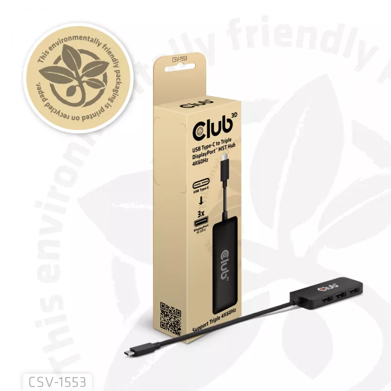 CLUB3D CSV-1553 USB-C® į tris DisplayPort™ 4K60Hz