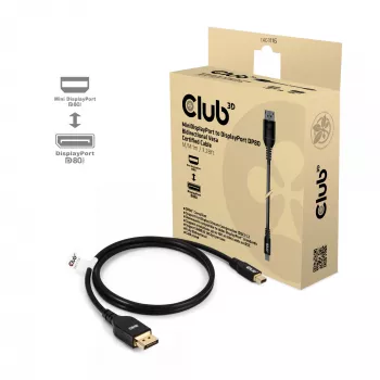 CLUB3D Mini DisplayPort™ į DisplayPort™ dvikryptis VESA DP80 sertifikuotas laidas M/M 1m/3,28ft