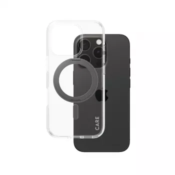 PanzerGlass CARE™ by ® Dėklas Skaidrus su Juodu Stovėjimu ir MagSafe, iPhone 16 Pro