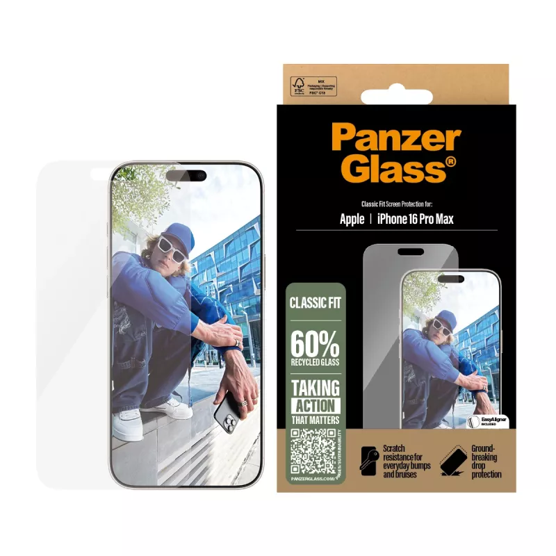 PanzerGlass® Ekrano apsauginis stiklas iPhone 16 Pro Max | Classic Fit