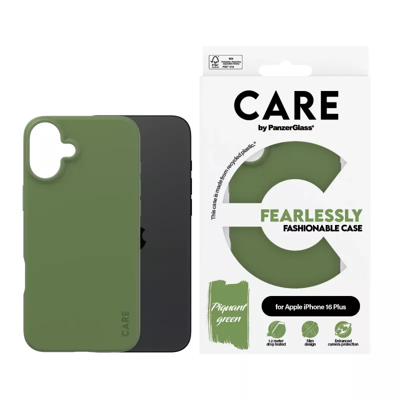 PanzerGlass CARE by® Madingas dėklas iPhone 16 Plus – Žalias