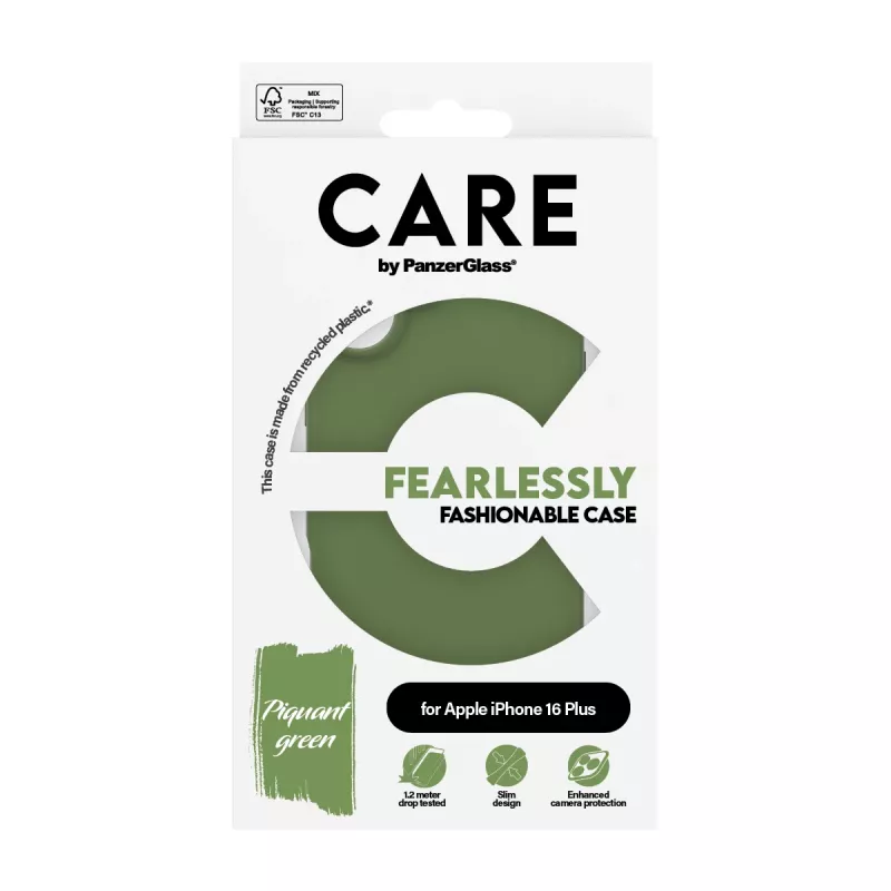 PanzerGlass CARE by® Madingas dėklas iPhone 16 Plus – Žalias