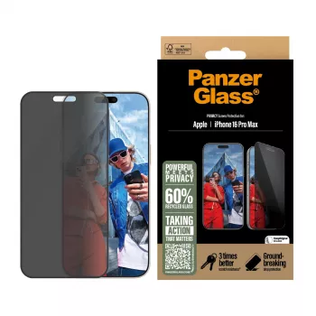 PanzerGlass® Privatumo Ekrano Apsauga iPhone 16 Pro Max | Ultra-Wide Fit su EasyAligner