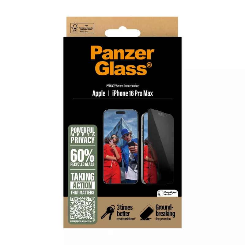 PanzerGlass® Privatumo Ekrano Apsauga iPhone 16 Pro Max | Ultra-Wide Fit su EasyAligner