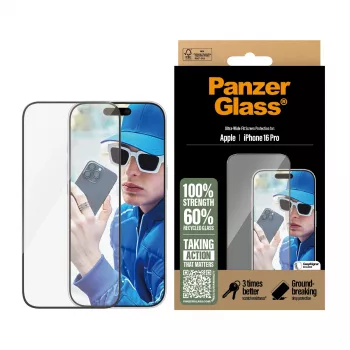 PanzerGlass® apsauginis stiklas iPhone 16 Pro | Ultra-Wide Fit