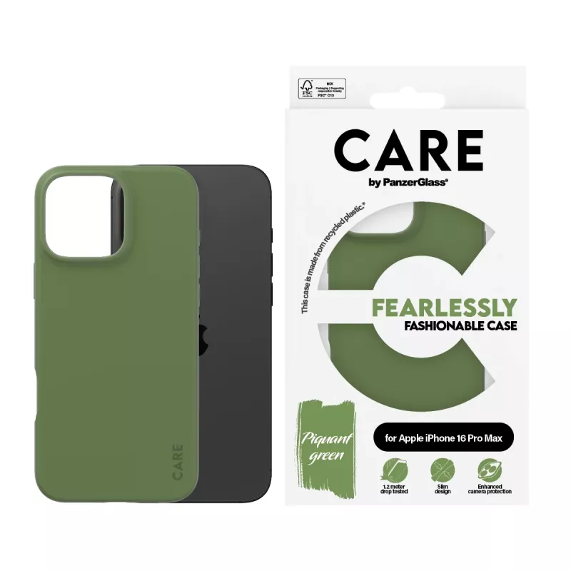 PanzerGlass CARE by® Fashionable Case Green iPhone 16 Pro Max – žalias apsauginis dėklas