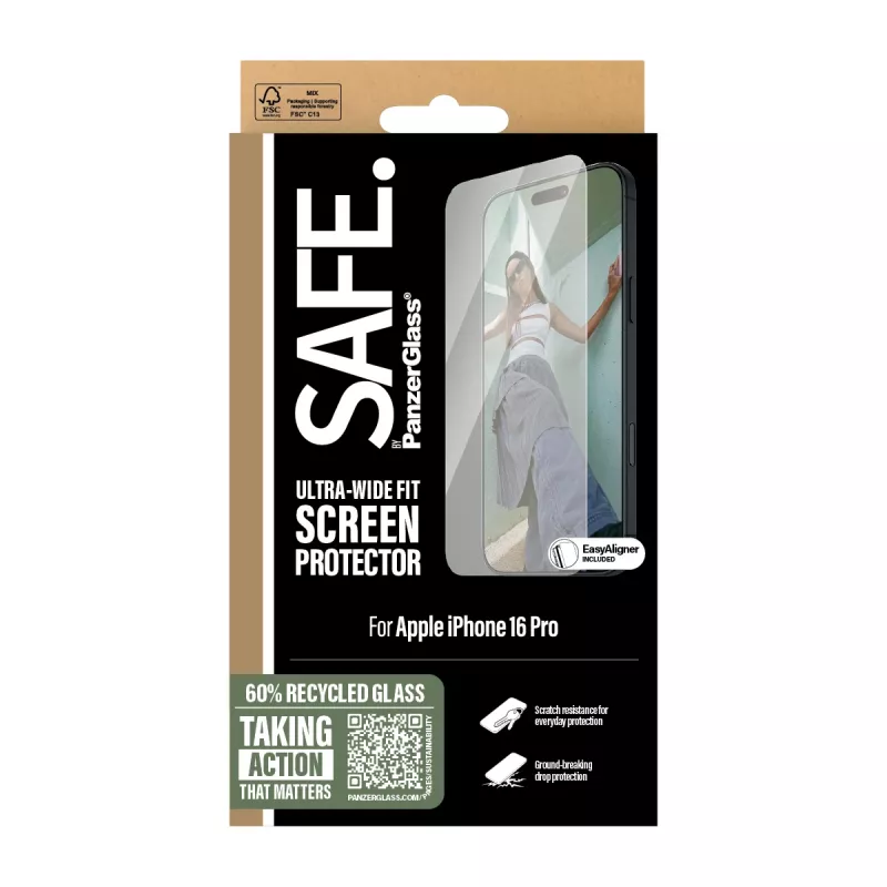 PanzerGlass SAFE.® ekrano apsauga iPhone 16 Pro | Ultra-Wide Fit