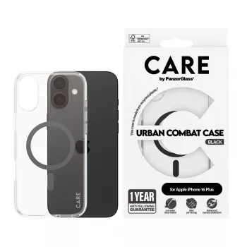 PanzerGlass CARE™ by ® Urban Combat Dėklas Skaidrus su Juodu MagSafe iPhone 16 Plus