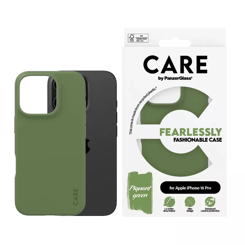 PanzerGlass CARE by® Fashionable Case Green iPhone 16 Pro dėklas