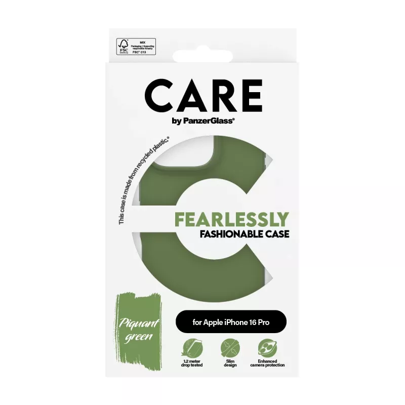 PanzerGlass CARE by® Fashionable Case Green iPhone 16 Pro dėklas