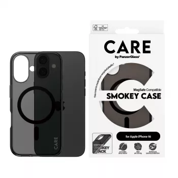 PanzerGlass CARE™ by ® Urban Combat Case Smokey su juodu MagSafe, skirtas iPhone 16