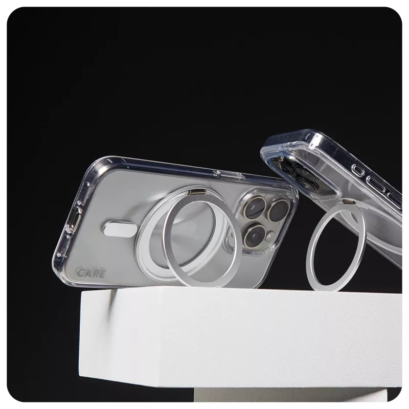 PanzerGlass CARE™ by ® Dėklas Skaidrus su Sidabriniu Stovu ir MagSafe iPhone 16 Plus