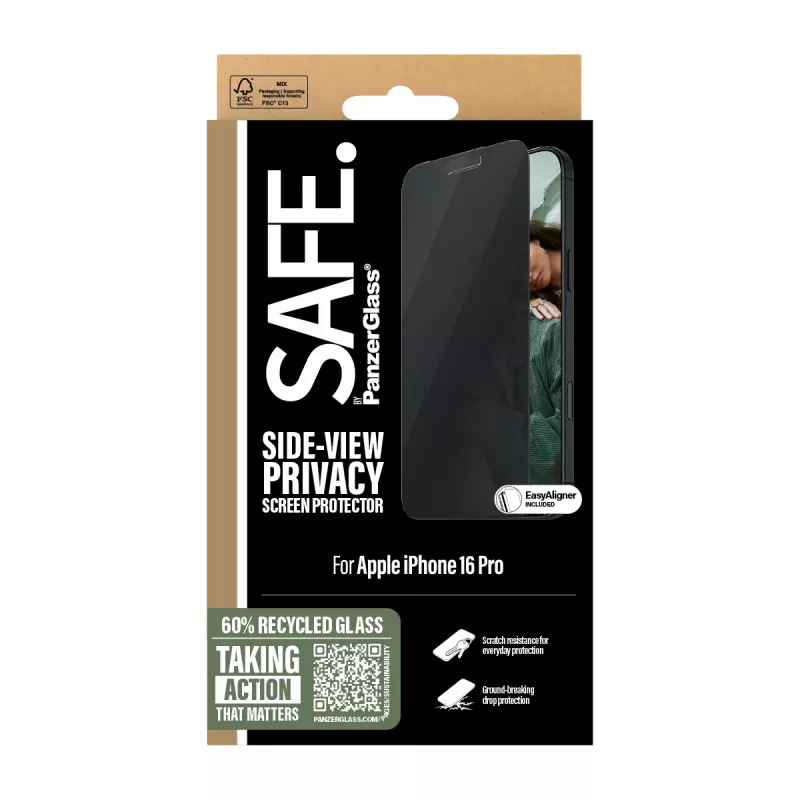 PanzerGlass SAFE. by ® Privatumo ekrano apsauga iPhone 16 Pro | Ultra-Wide Fit