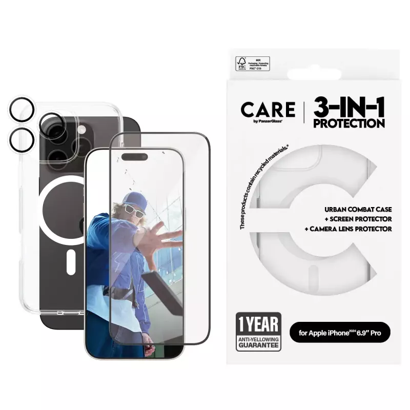 PanzerGlass CARE by Flagship 3-in-1 rinkinys iPhone 16 Pro Max