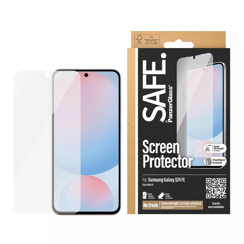 PanzerGlass SAFE. apsauginis stiklas Samsung Galaxy S24 FE | Ultra-Wide Fit su EasyAligner
