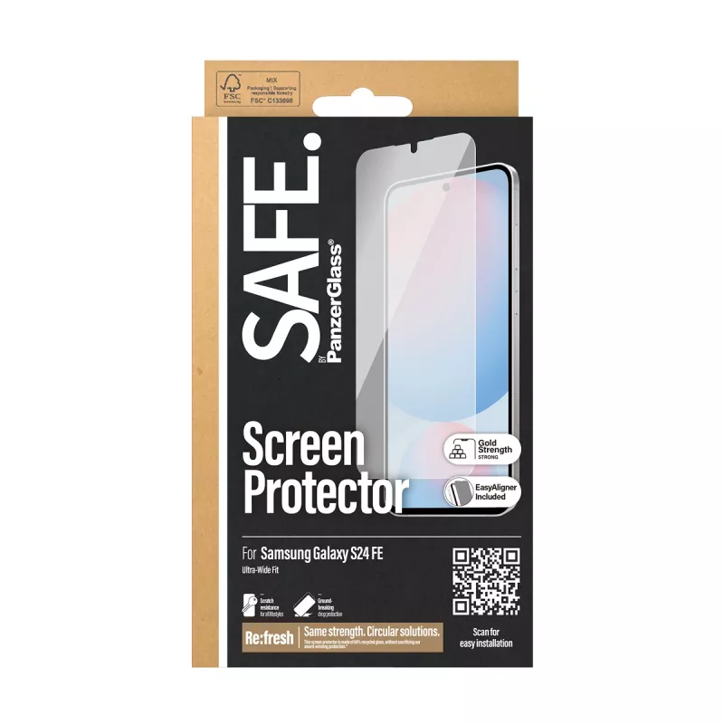 PanzerGlass SAFE. apsauginis stiklas Samsung Galaxy S24 FE | Ultra-Wide Fit su EasyAligner