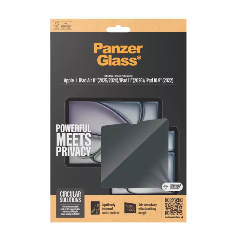 PanzerGlass ® Privatumo ekrano apsauga iPad Air 11'' (2024-2025) | iPad 11 inch (2025) | iPad 10.9 inch (2022) | Ultra-Wide Fit