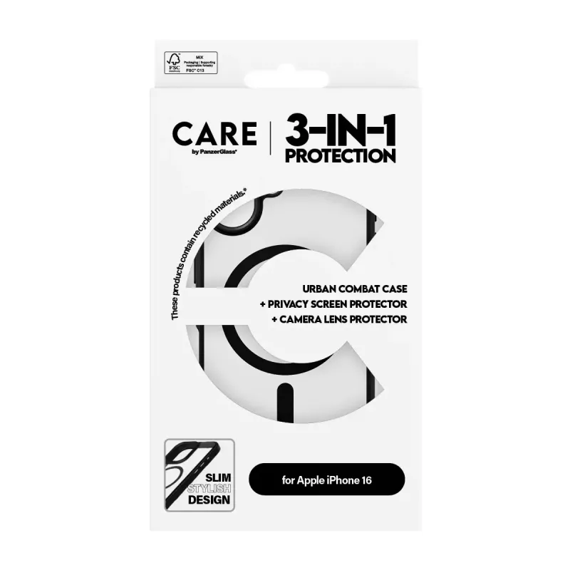 PanzerGlass® CARE by® Flagship 3-in-1 Privatumo rinkinys iPhone 16