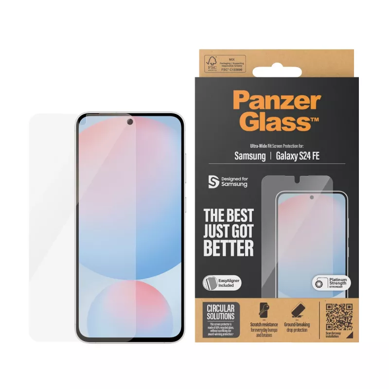 PanzerGlass® Ekrano apsauga Samsung Galaxy S24 FE | Ultra-Wide Fit su EasyAligner