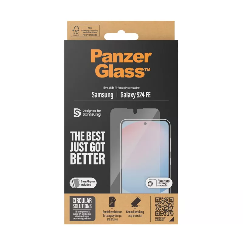 PanzerGlass® Ekrano apsauga Samsung Galaxy S24 FE | Ultra-Wide Fit su EasyAligner