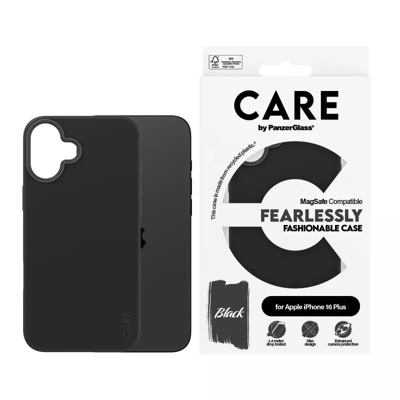 PanzerGlass CARE™ by ® Case Black w. MagSafe iPhone 16 Plus, Dėklas, Apple, Apple - iPhone 16 Plus, Juoda