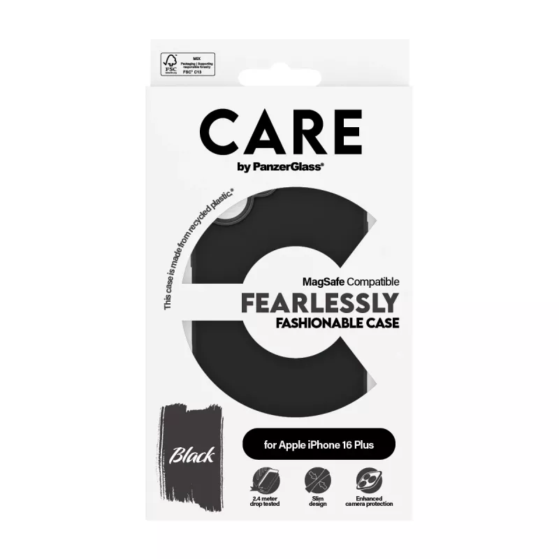 PanzerGlass CARE™ by ® Case Black w. MagSafe iPhone 16 Plus, Dėklas, Apple, Apple - iPhone 16 Plus, Juoda