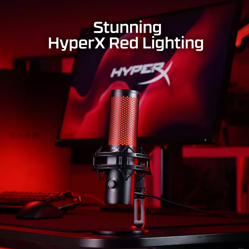 HyperX QuadCast 2 – USB mikrofonas (Juodas) – transliacijų mikrofonas