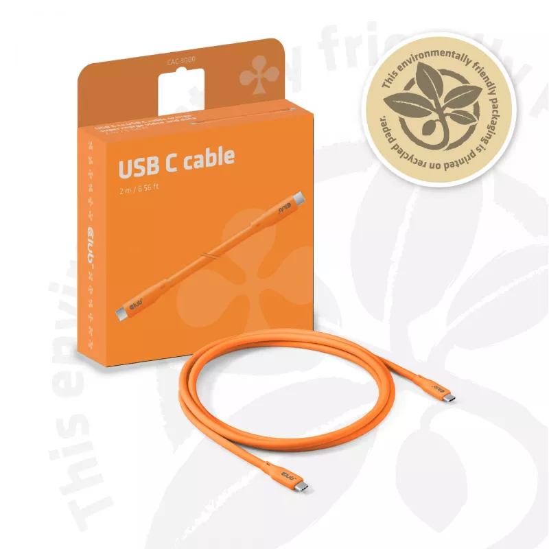 CLUB3D USB4 Gen 2x2 laidas USB C 2 m Oranžinis