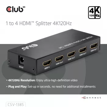CLUB3D 1 į 4 HDMI™ skirstytuvas 4K120Hz