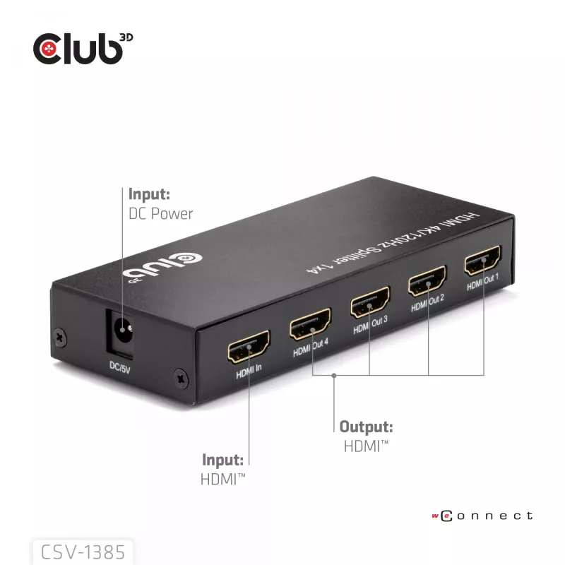CLUB3D 1 į 4 HDMI™ skirstytuvas 4K120Hz