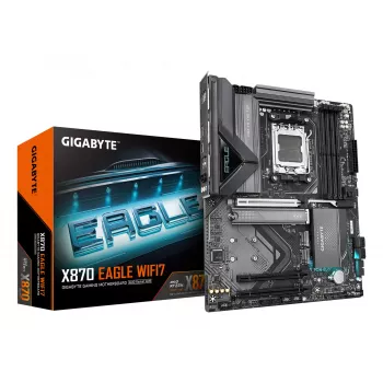 Motininė plokštė GIGABYTE X870 EAGLE WIFI7 ATX, AMD X870 mikroschemų rinkinys, Socket AM5, DDR5, 4x DIMM, Wi‑Fi 7, 2.5Gb LAN