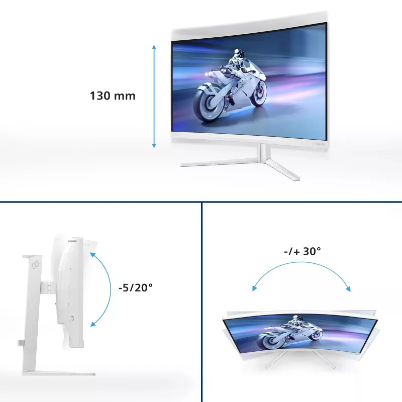 Philips Evnia 5000 32M2C5501/00 monitorius 80 cm (31,5 colio) 2560 x 1440 pikselių Quad HD LCD baltas
