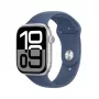 APPLE Watch Series 10 GPS + Cellular 46mm sidabrinis aliuminio korpusas su džinsinio mėlynumo sportiniu dirželiu M/L