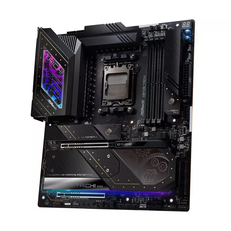 Pagrindinė plokštė ASRock X870E Taichi – AMD X870E, Socket AM5, Extended ATX, DDR5, 4 DIMM, iki 256 GB, Wi‑Fi 7, 5Gb LAN