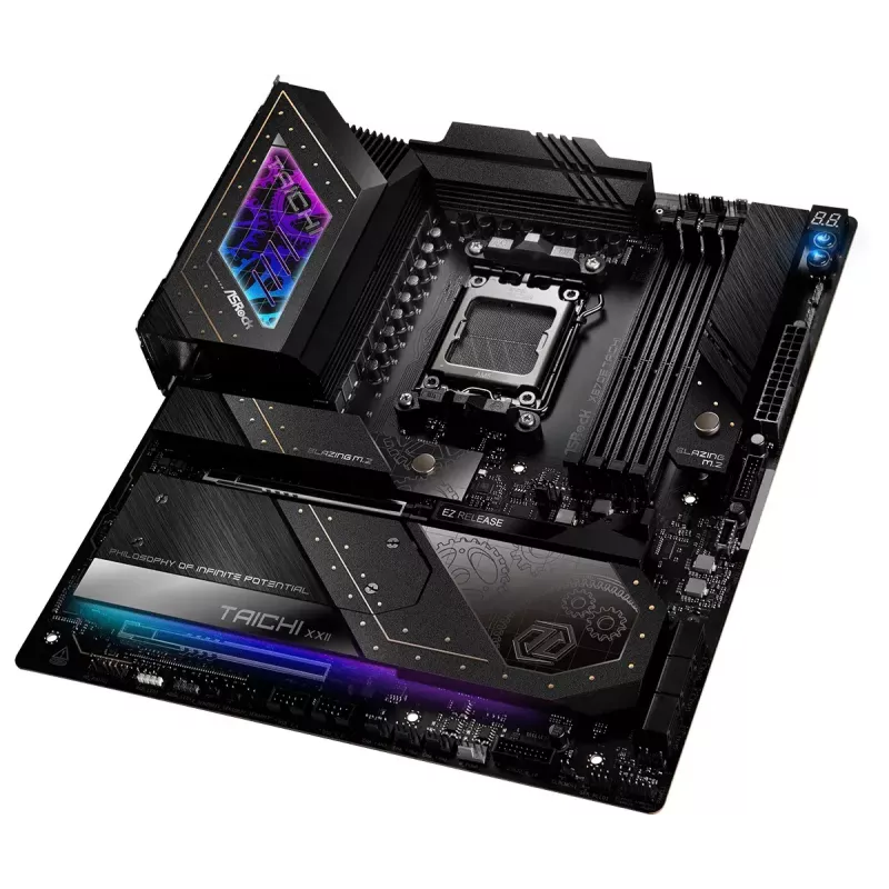 Pagrindinė plokštė ASRock X870E Taichi – AMD X870E, Socket AM5, Extended ATX, DDR5, 4 DIMM, iki 256 GB, Wi‑Fi 7, 5Gb LAN