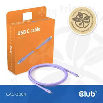 USB C laidas CLUB3D CAC-3004 2 m violetinis