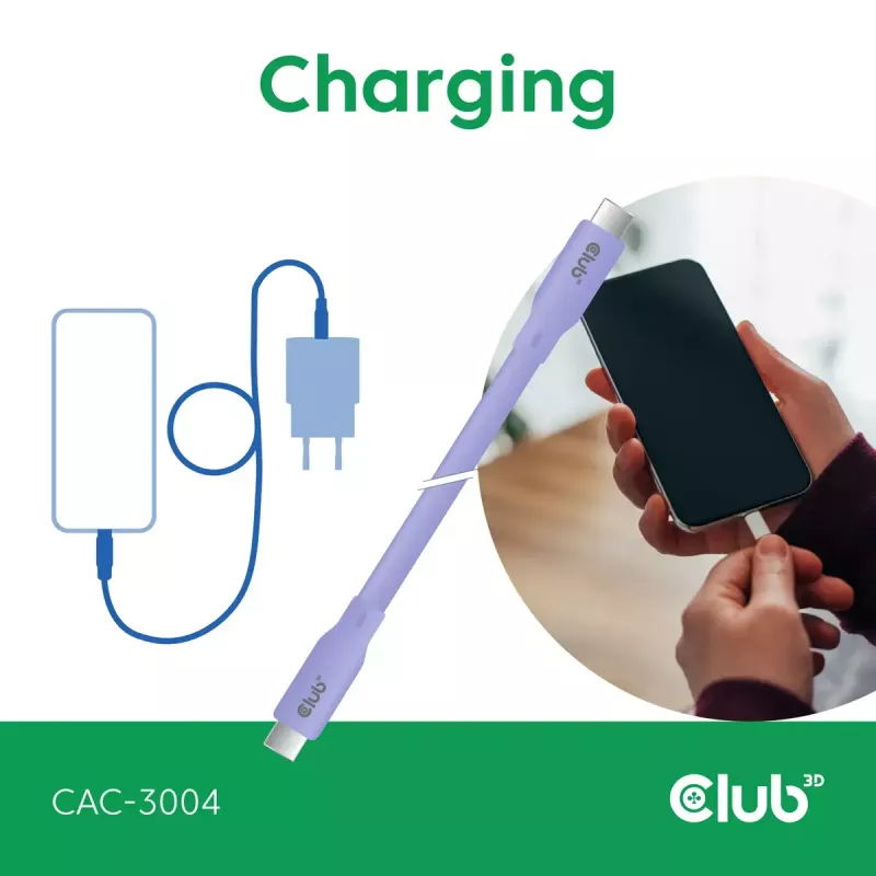 USB C laidas CLUB3D CAC-3004 2 m violetinis
