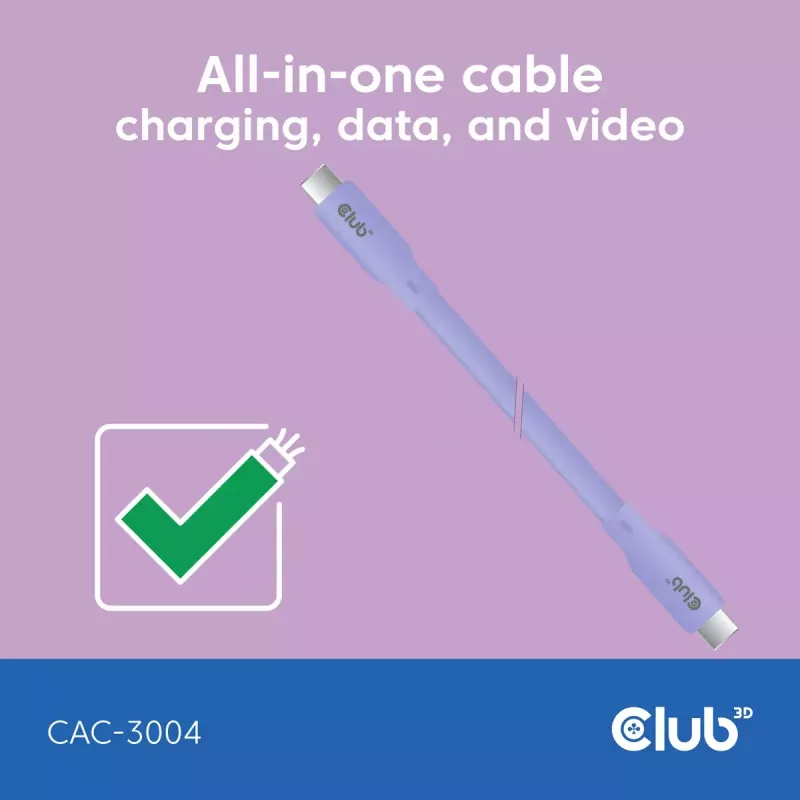 USB C laidas CLUB3D CAC-3004 2 m violetinis