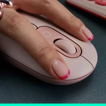 LOGITECH Pop Mouse – belaidė pelė su pasirinktiniais jaustukais – rožinė